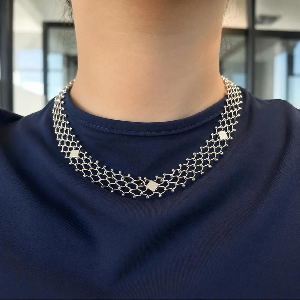 Vintage 925 Sterling Silver Chunky Cool Necklace 17”